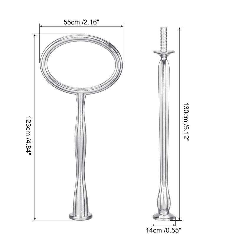 Cake Tray Stand Handle Cupcake Dessert Plate Hardware Fitting Holder Rod Stand Handle, 3-Tiers - Silver - 3 Set