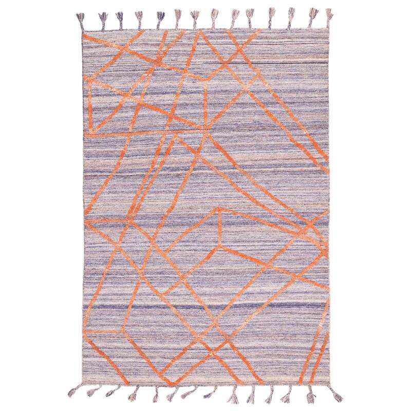 ECARPETGALLERY Flat-Weave Marrakech Indigo Wool Kilim - 5'4 x 7'9