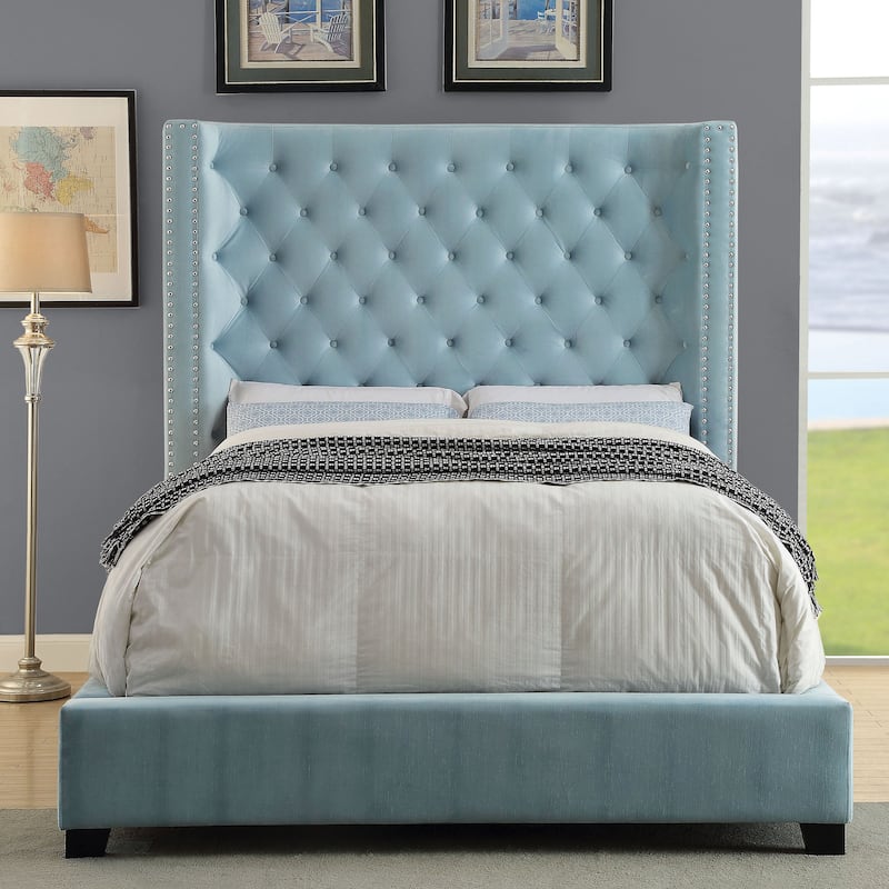 Furniture of America Arun Modern Fabric Low Profile Panel Bed