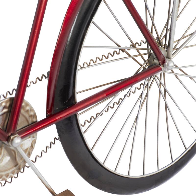 Metal Bike Wall Decor with Seat and Handles - Red - Roche River Decor