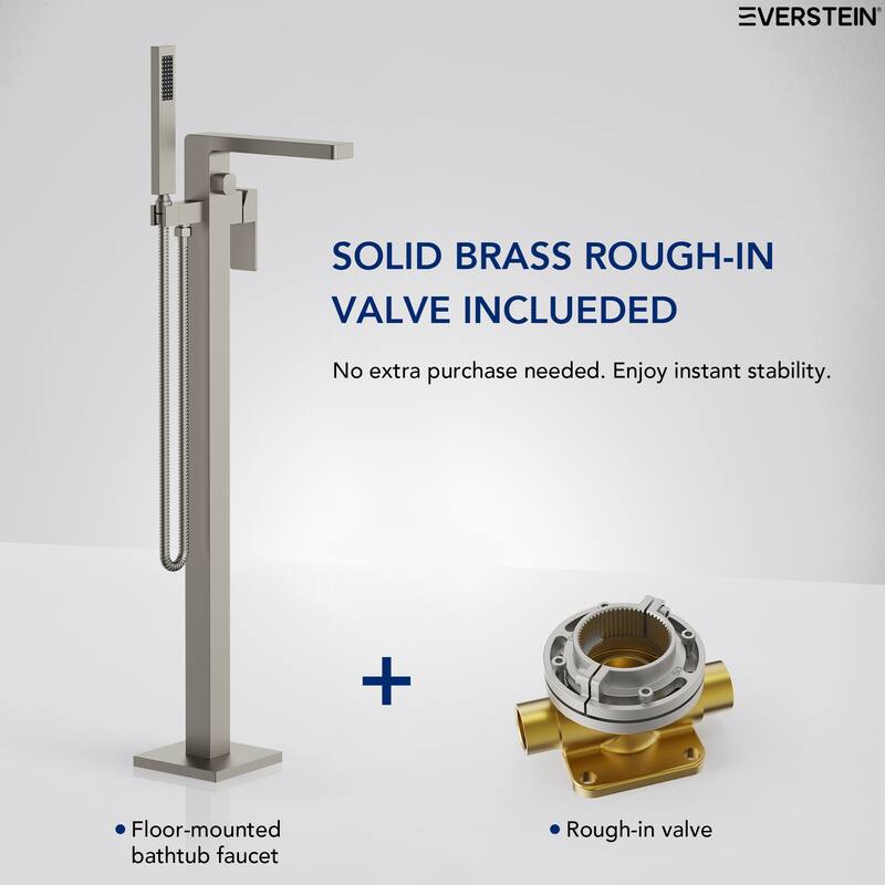 Floor Mount Freestanding Tub Filler with Handshower,Single Handle Bathtub Faucet