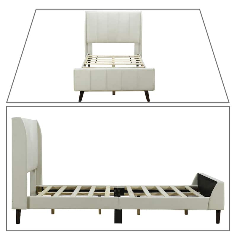 Classic Velvet Upholstered Platform Bed with Centre Support Legs