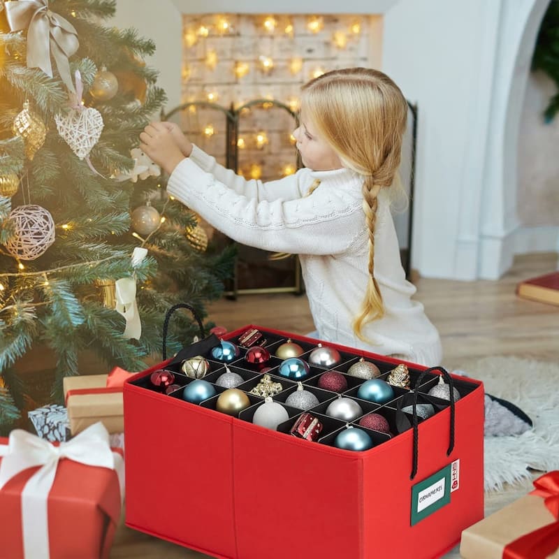 HOLDN’ STORAGE Underbed Christmas Ornament Storage Container Box with Dividers