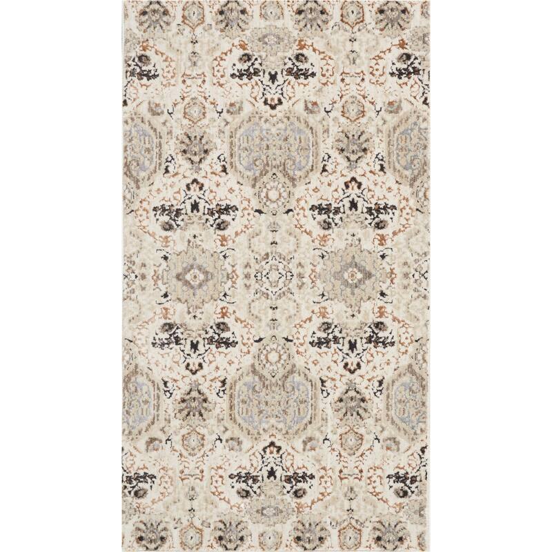 Silver Screen Floral Modern Area Rug - 2'2" x 3'9" - Grey/White - Rectangle
