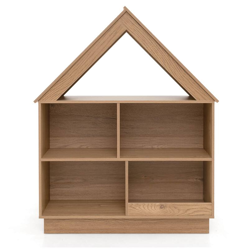 Costway Wooden Kids Dollhouse Bookshelf with Open Shelves - See Details
