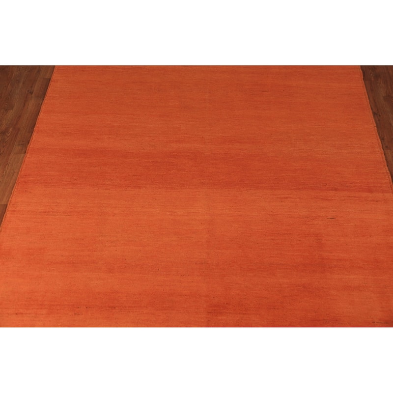 Orange Gabbeh Oriental Area Rug Handmade Wool Carpet - 6'8" x 9'5"
