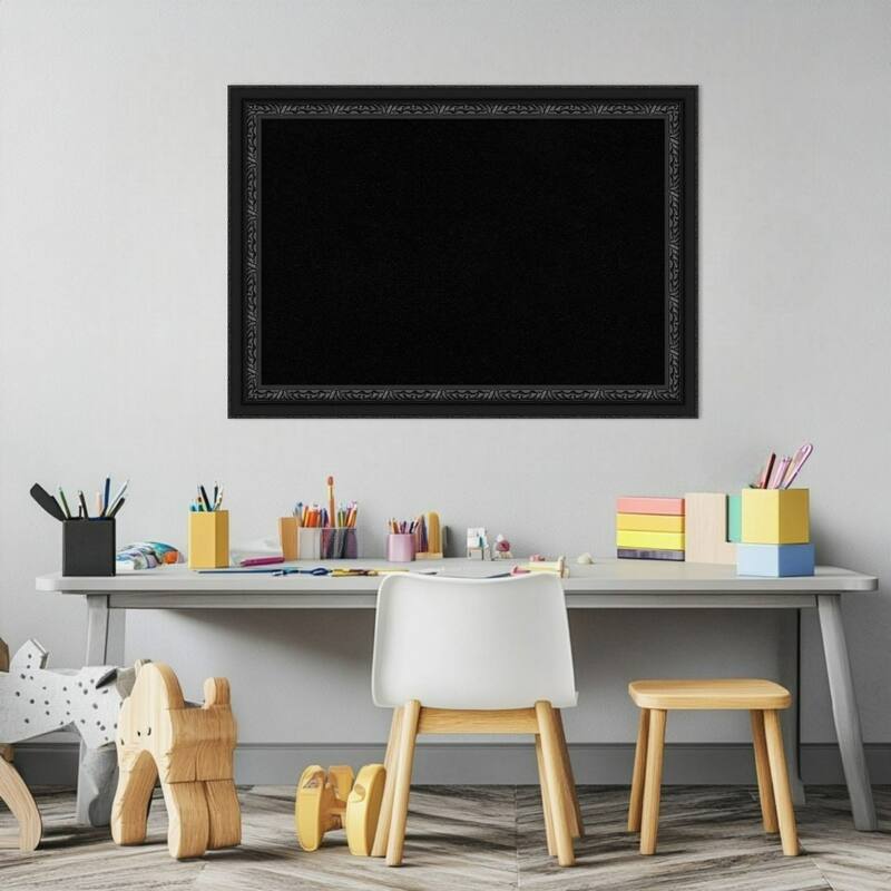 Downton Black Wood Framed Cork Board - Bulletin Board, Organization Board, Pin Board