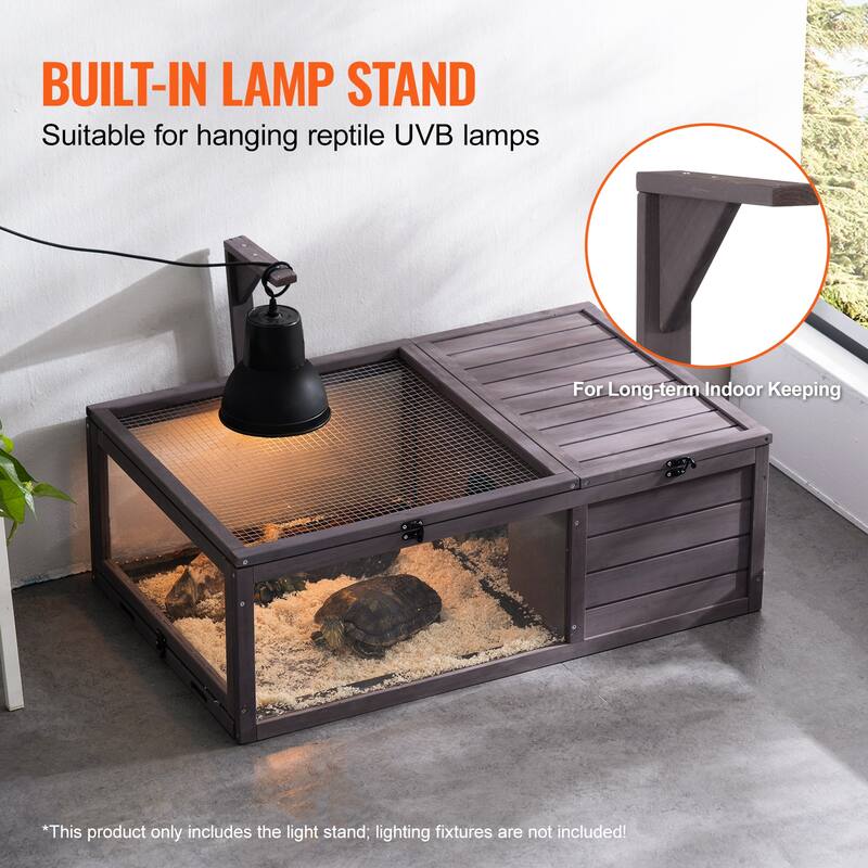 Tortoise House,Tortoise Habitat with Balcony & 2 Stories, Wooden Tortoise Enclosure Indoor & Outdoor