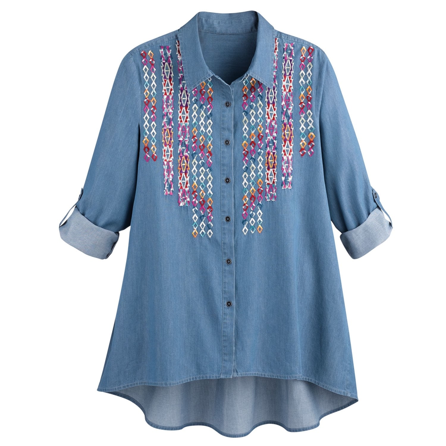womens denim tunic shirt