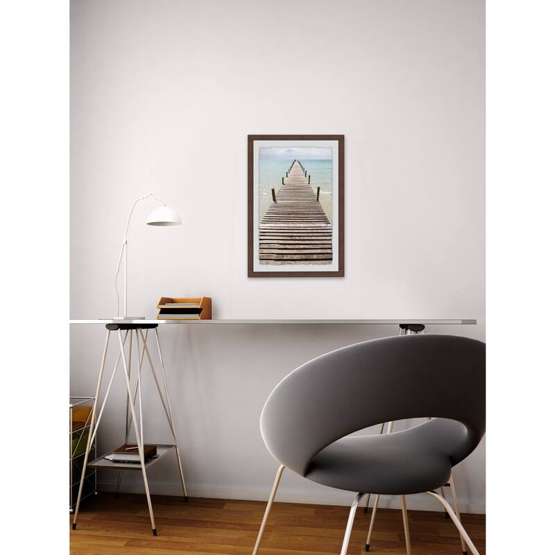 Coastal Boardwalk Painting Print - Rustic Beach Wall Art Decor for Home