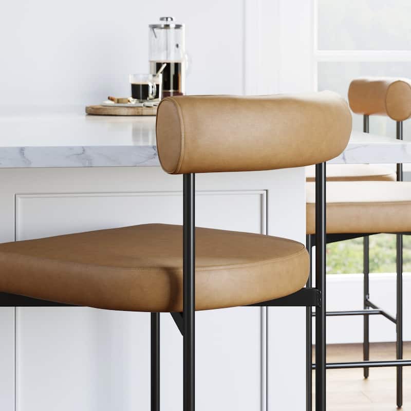 Nathan James Dahlia Counter Height Barstool or Dining Chair with Back and Upholstered Cushion
