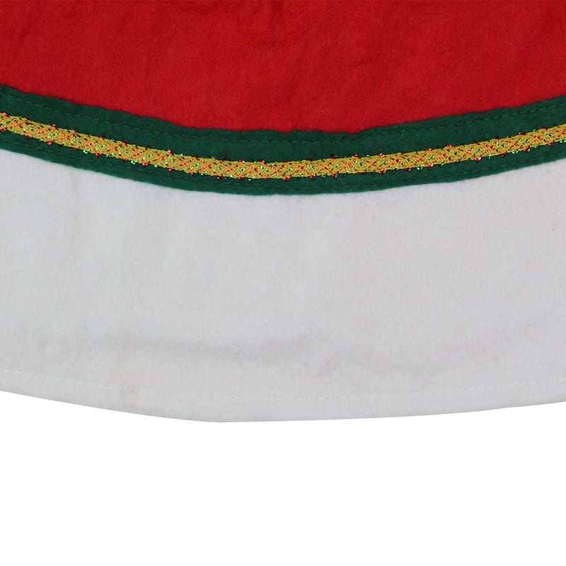 Traditional Christmas Tree Skirt with Ribbon Trim - 36" - Red and White