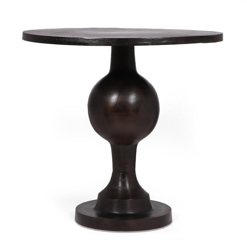 Roomfitters 3-Piece Dining Set Round Aluminum Table Upholstered Chairs Metal Legs, Beige Black