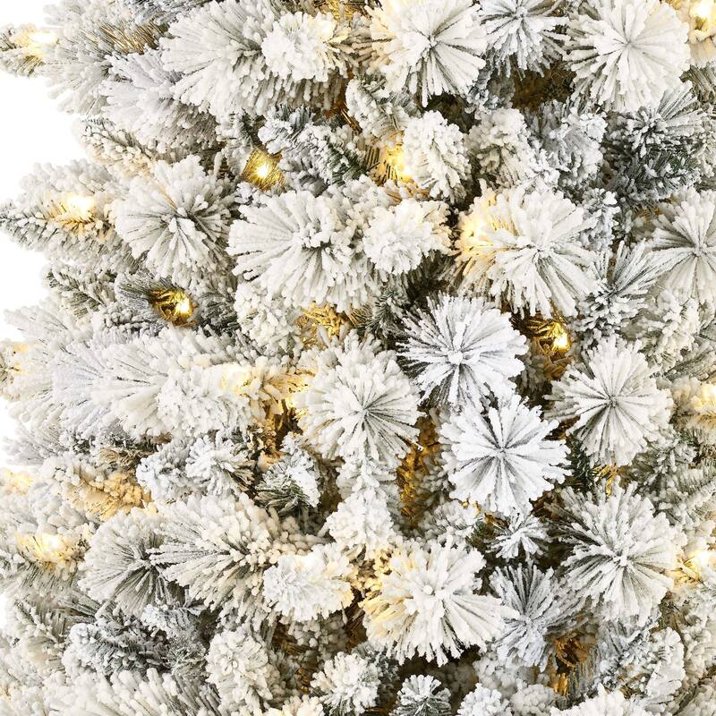 9' Flocked Alberta Spruce Artificial Christmas Tree Warm White LED - 9 Foot