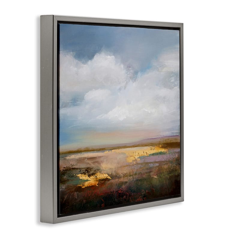 Stupell Calm Landscape & Clouds Framed Floater Canvas Wall Art Design By Karen Hale