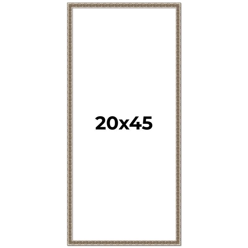 20x45 Frame Silver Versailles Ornate Solid Wood Picture Frame | 1 Inch