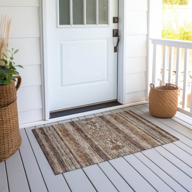 Machine Washable Indoor/ Outdoor Chantille Tribal Boho Rug