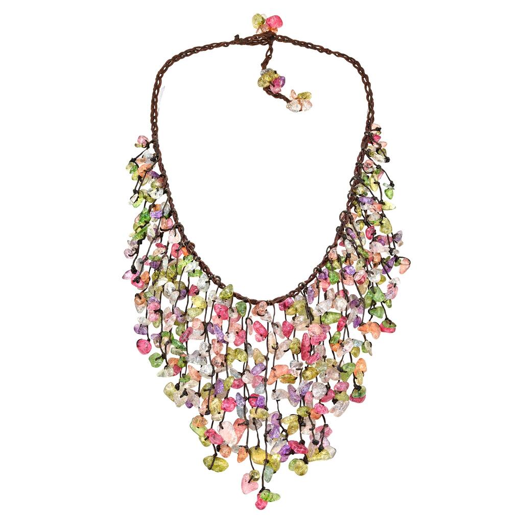 Handmade Multi-Colored Glass Shards Waterfall Collar Necklace (Thailand)