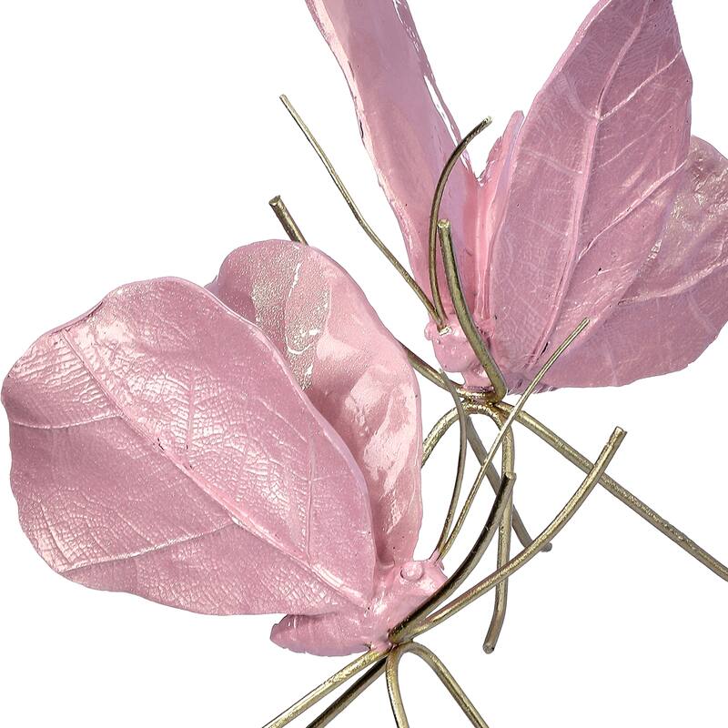 5" Resin And Metal Pearlized Butterfly Set of 2