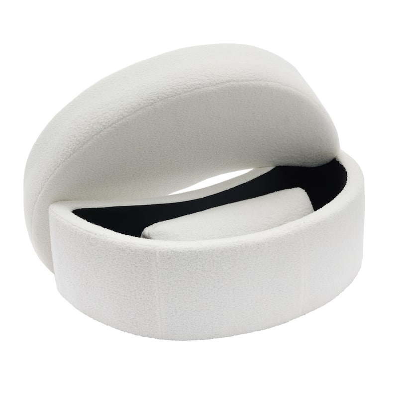 Upholstered Half Moon Storage Ottoman with Tray Set of 2