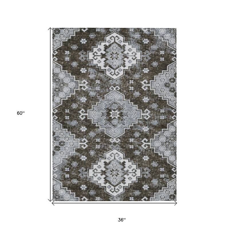HomeRoots Medallion Traditional Rectangle Outdoor Rug
