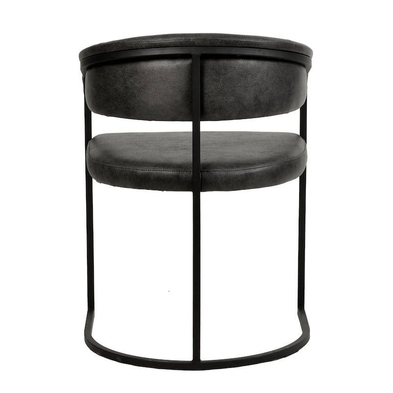 LeisureMod Set of 4 Aero Upholstered Leather Dining Side Chair - Contemporary Arm Chair with Black Iron Frame