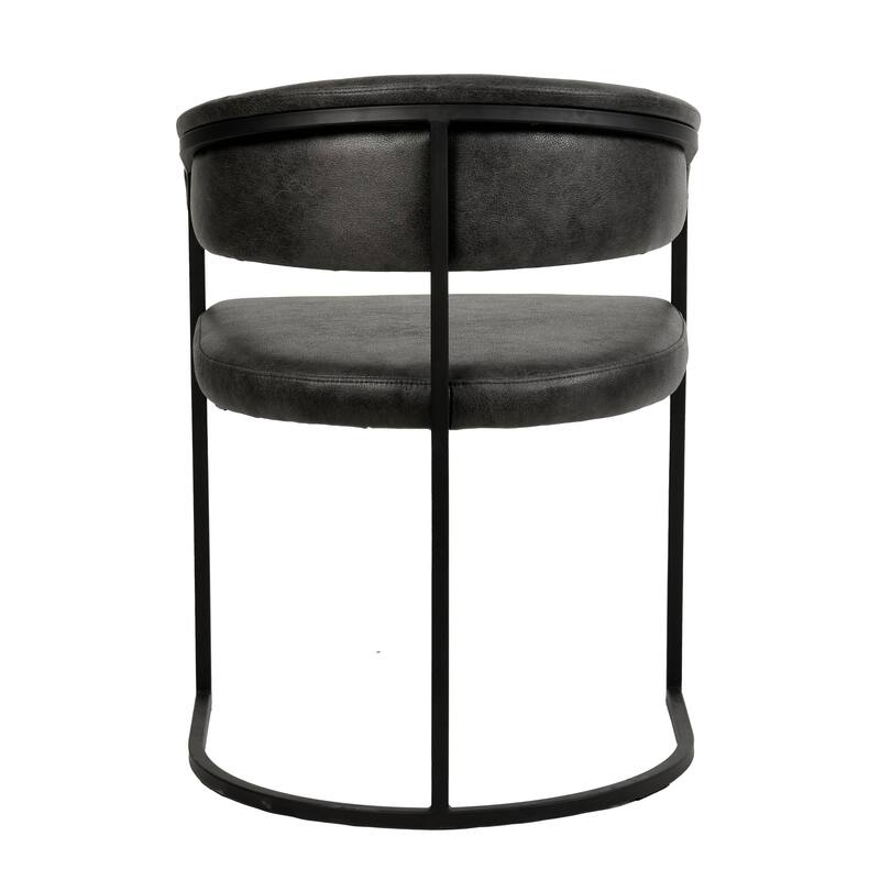 LeisureMod Set of 2 Aero Upholstered in Leather Dining Chair in Iron Accent Armchair in Polyester for Home & Kitchen