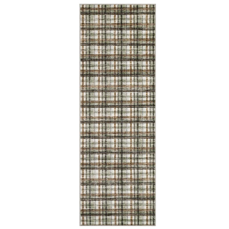 Garvee Timeless Check Washable Area Rug