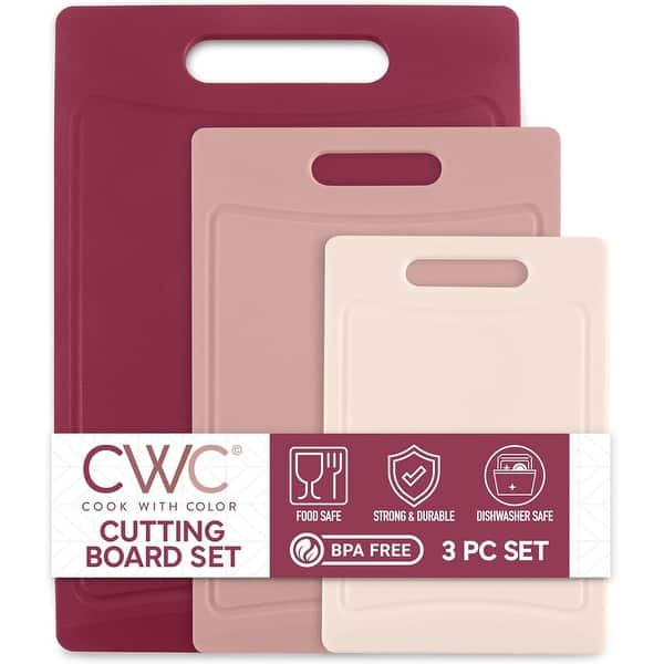 COOK WITH COLOR Non-Slip Cutting Board Set with Easy Grip Handle - Rose