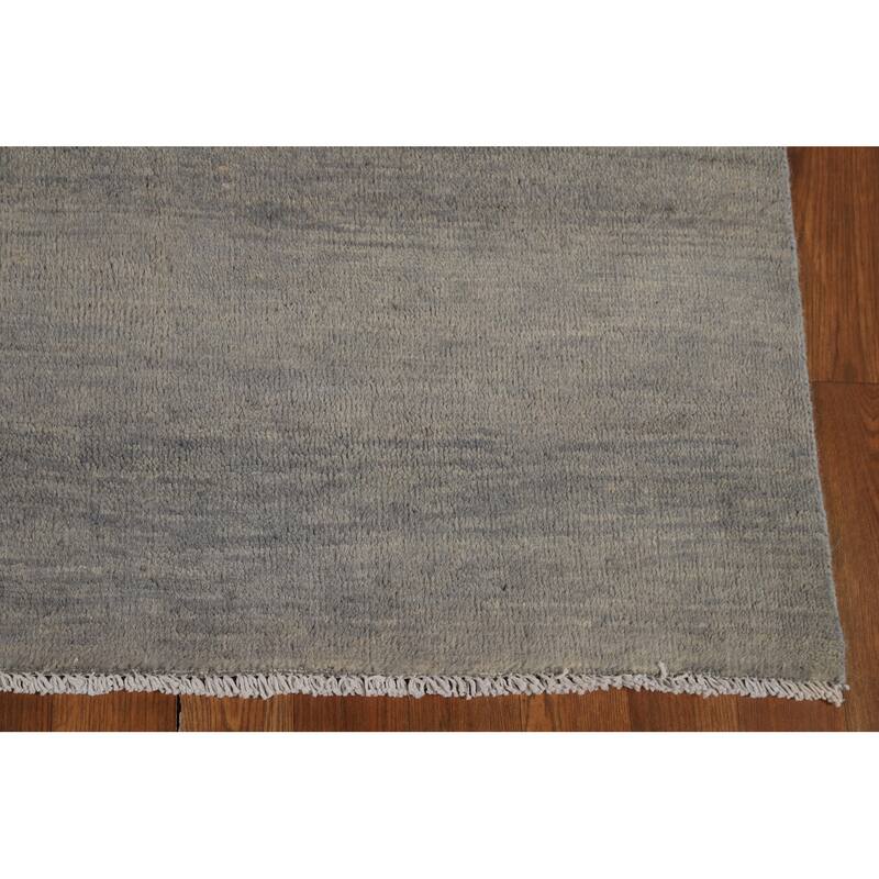 Stripe Gray Modern Gabbeh Oriental Rug Hand-Knotted Wool Carpet - 4'11" x 6'6"