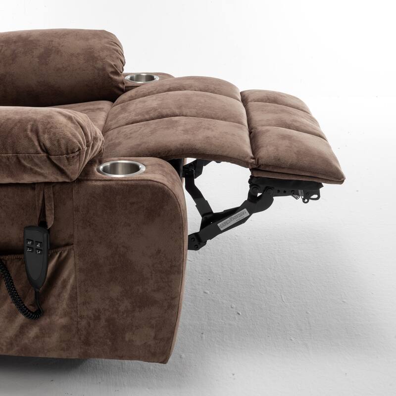 Power Lift Recliner Chair with Heat & Massage, Dual OKIN Motors Lift Sofa, Lounge Chair with 2 Pockets & 2 Cup Holders