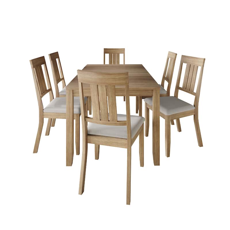 CraftPorch Classic 7-piece Wooden Dining Set - Natural Oak