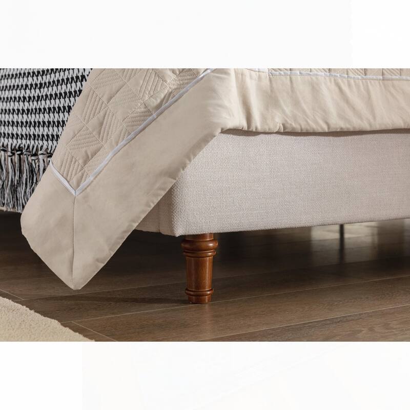 Upholstered Wingback Bed Without Wooden Slats Box Spring Required