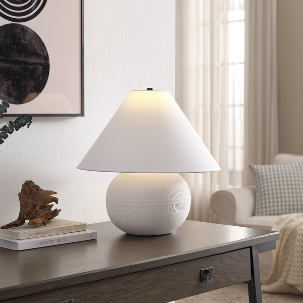 Willa 18.33 in. Cream Ceramic Table Lamp with Fabric Shade