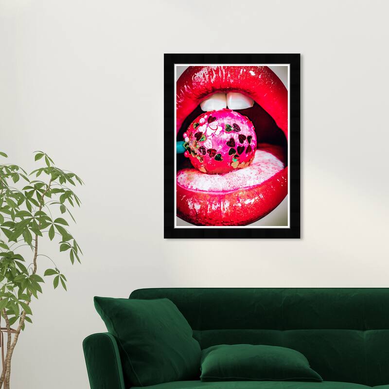 Wynwood Studio Prints Fashion and Glam Hard Candy on The Side Red and Hot Pink Bohemian & Eclectic Wall Art Canvas Print - Black