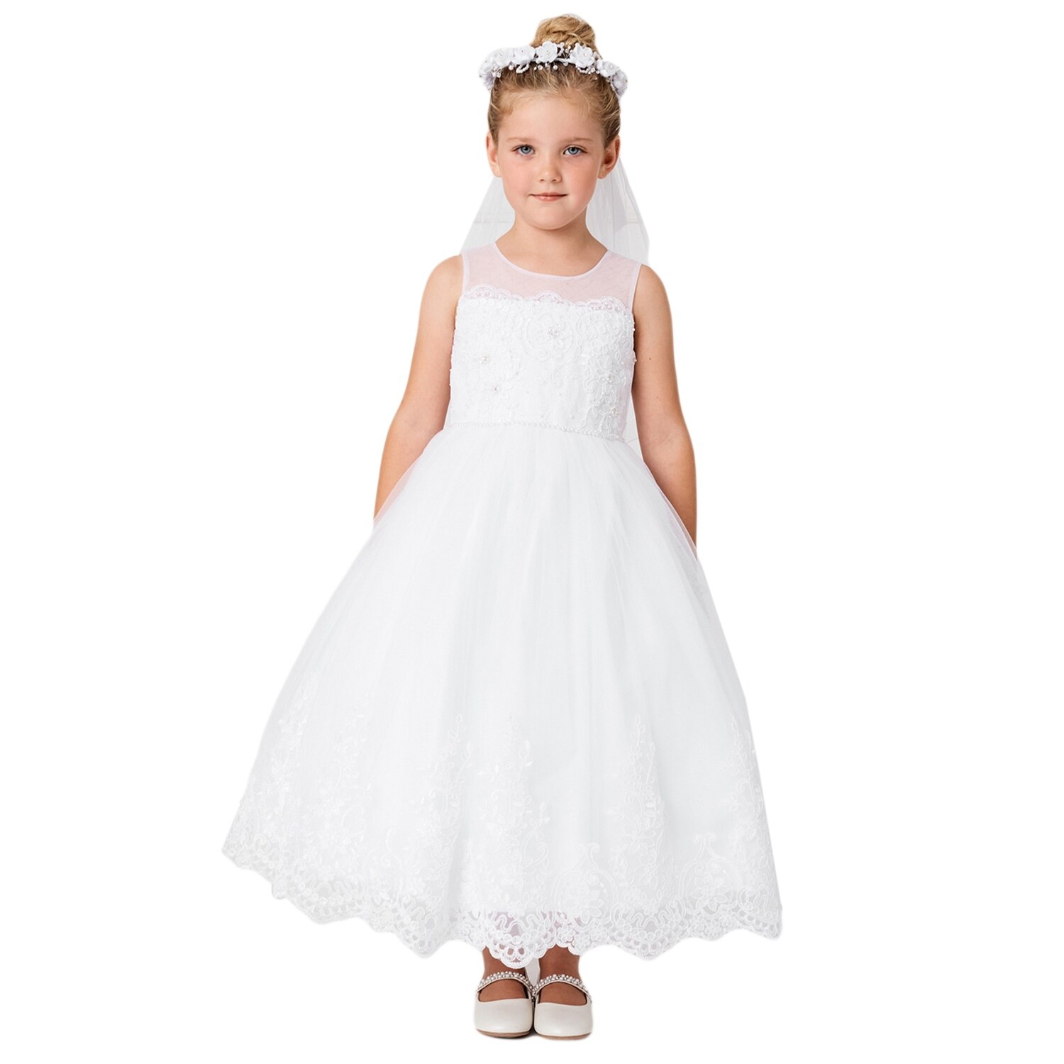white lace flower girl shoes
