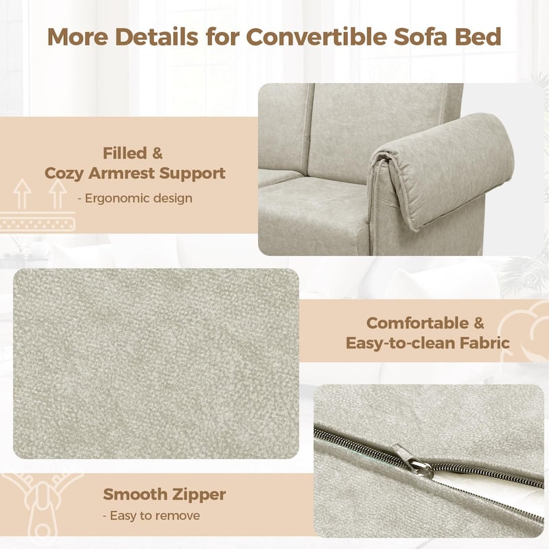 65" Loveseat Sleeper Sofa, Convertible Couch Bed Loveset Small Couchs for Living Room