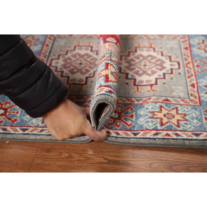 Geometric Kazak Foyer Rug Handmade Accent Wool Carpet - 2'0" x 3'0"