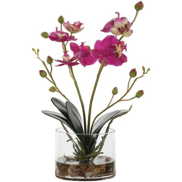 slide 2 of 5, Uttermost 60220 Glory Orchid 13" Tall Glass Faux Flora Planter Clear