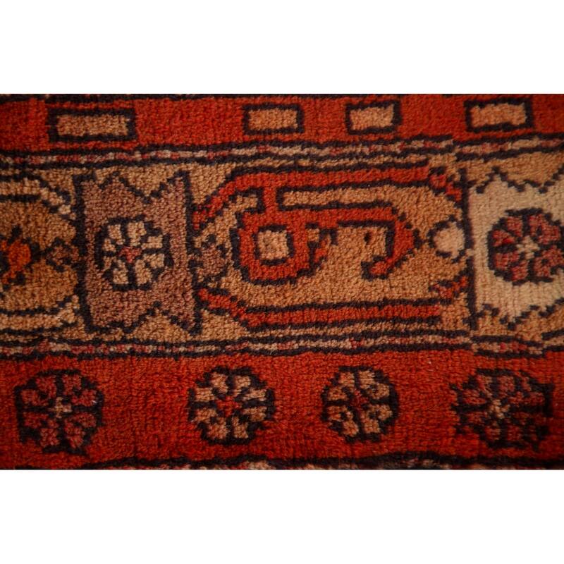 Geometric Zanjan Persian Vintage Area Rug Hand-knotted Wool Carpet - 4'11"x 12'11"