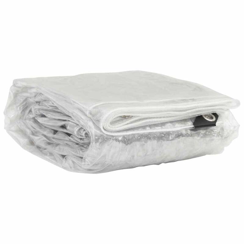 vidaXL Clear Tarpaulin with Eyelets 6.6/9.8x6.6/9.8/13.1/16.4/19.7/26.2' PVC - Transparent
