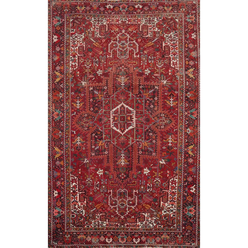 Hand Knotted Oriental 100% Wool Carpet Traditional Medallion Red Heriz Area Rug - 13' 6'' X 9' 3''