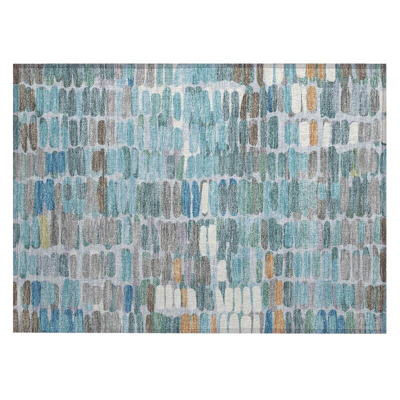 Machine Washable Indoor/ Outdoor Modern Caps Chantille Rug