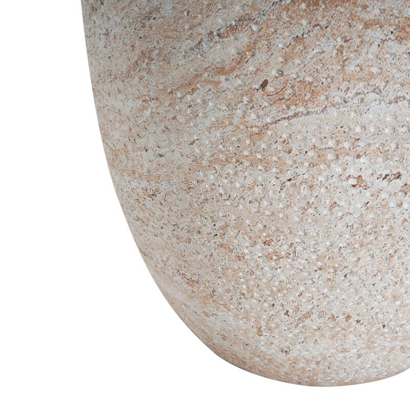 Outdoor Indoor Lightweight Concrete Side Table, Travertine Finish - 15.34