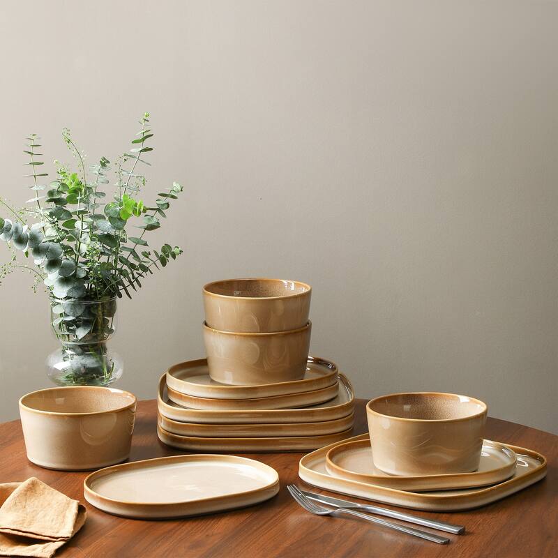 Stone Lain Cairo Stoneware Dinnerware Set - Sand - 24 Piece