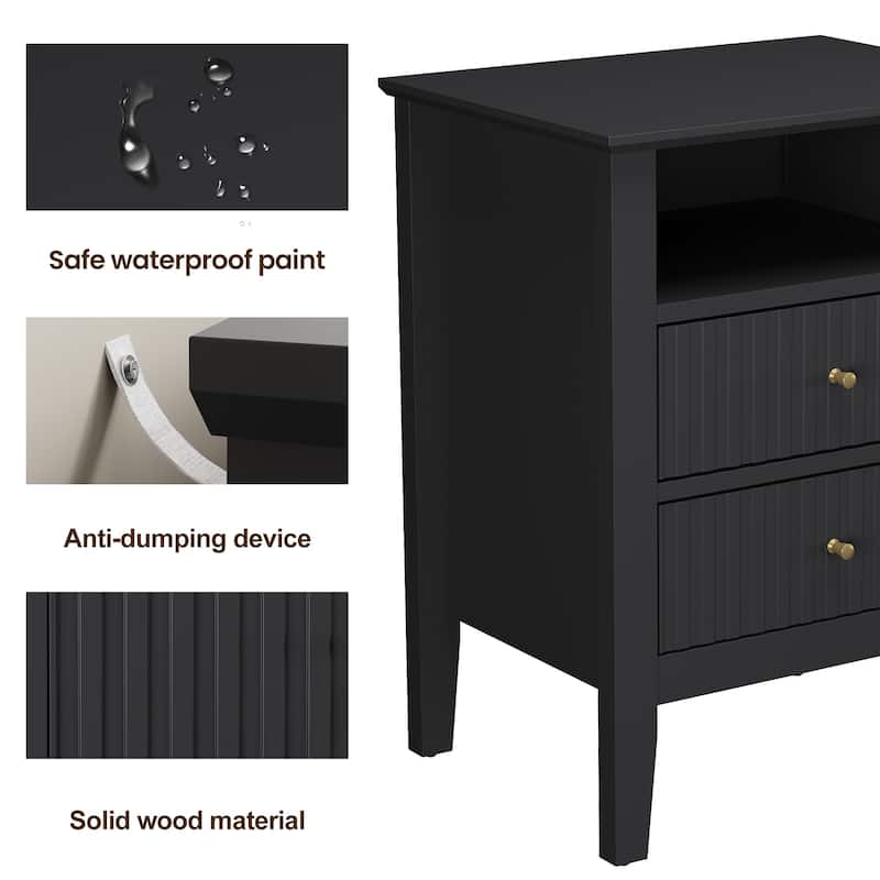 Nightstand with 2 Drawers, Set of 2
