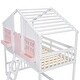 preview thumbnail 6 of 22, Artsy Twin over Twin Wood House Roof Bunk Bed with Roof, Window Box, Door, Safety Guardrails and Ladder