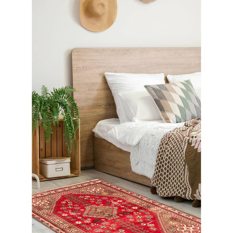 ECARPETGALLERY Hand-knotted Andelz Red Wool Rug - 3'7 x 5'0