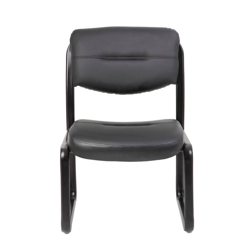 Eve Side Chair with Sled Base, Steel Frame, Black Faux Leather
