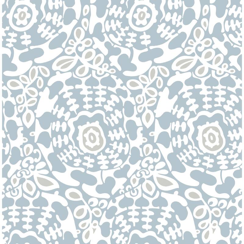 A-Street Prints Divine Light Blue Abstract Medallion Wallpaper